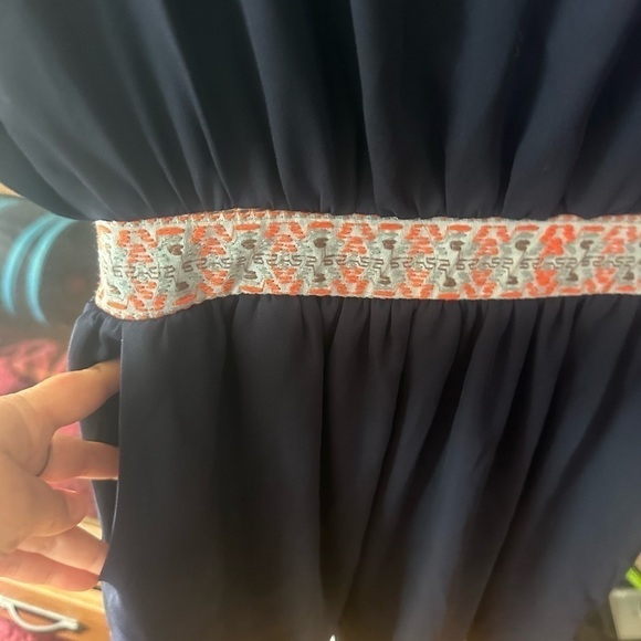 Xtaren Blue Cap Short Sleeve Embroidered Waisted Mini Dress - Picture 11 of 11